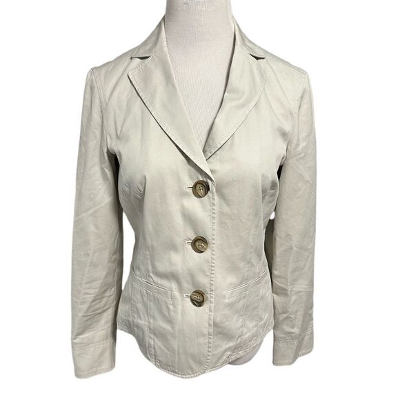 NEW! LL Bean Light Khaki Three Button Cotton Jacket Sz 8 - Picture 1 of 4